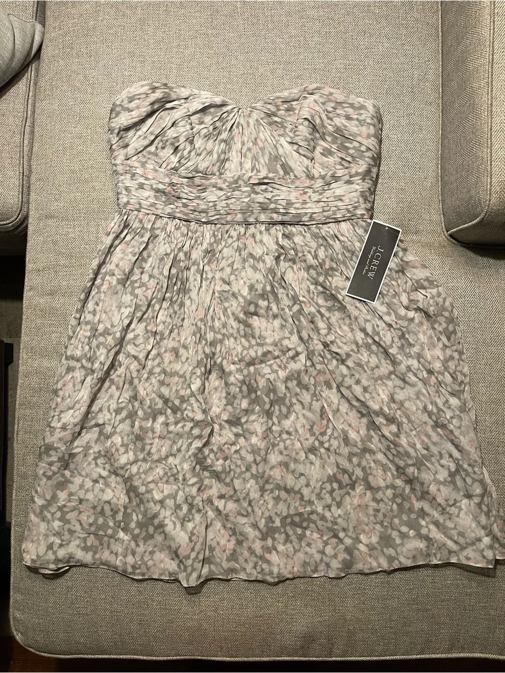 NWT J.Crew Marbella Strapless Silk Chiffon Cocktail Dress Size 16